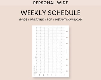 Personal Wide Weekly Schedule Planner: Minimalist Hourly Template (Printable PDF)