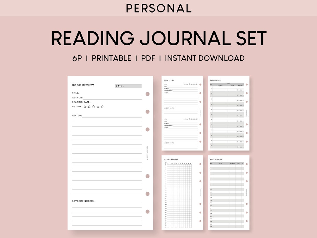 Personal Reading Journal Bundle Printable Inserts | Book Lovers Planner ...