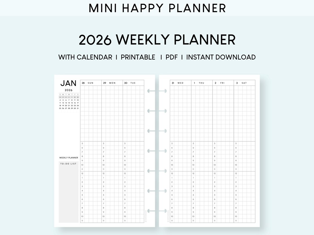 2026 Weekly Planner Mini Happy Planner Printable Inserts (PDF) - Etsy