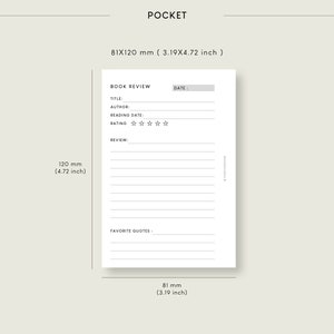 Pocket Reading Journal Bundle Printable Inserts | Book Planner 6types ...
