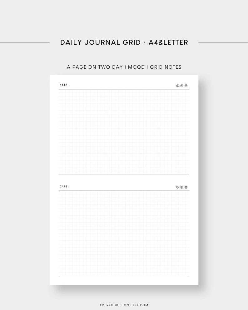 A4 & Letter Printable Daily Journal Undated Planner Diary Log Editable