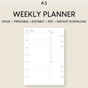 A5 Undated Weekly Planner Printable: Minimalist To-Do List (PDF)
