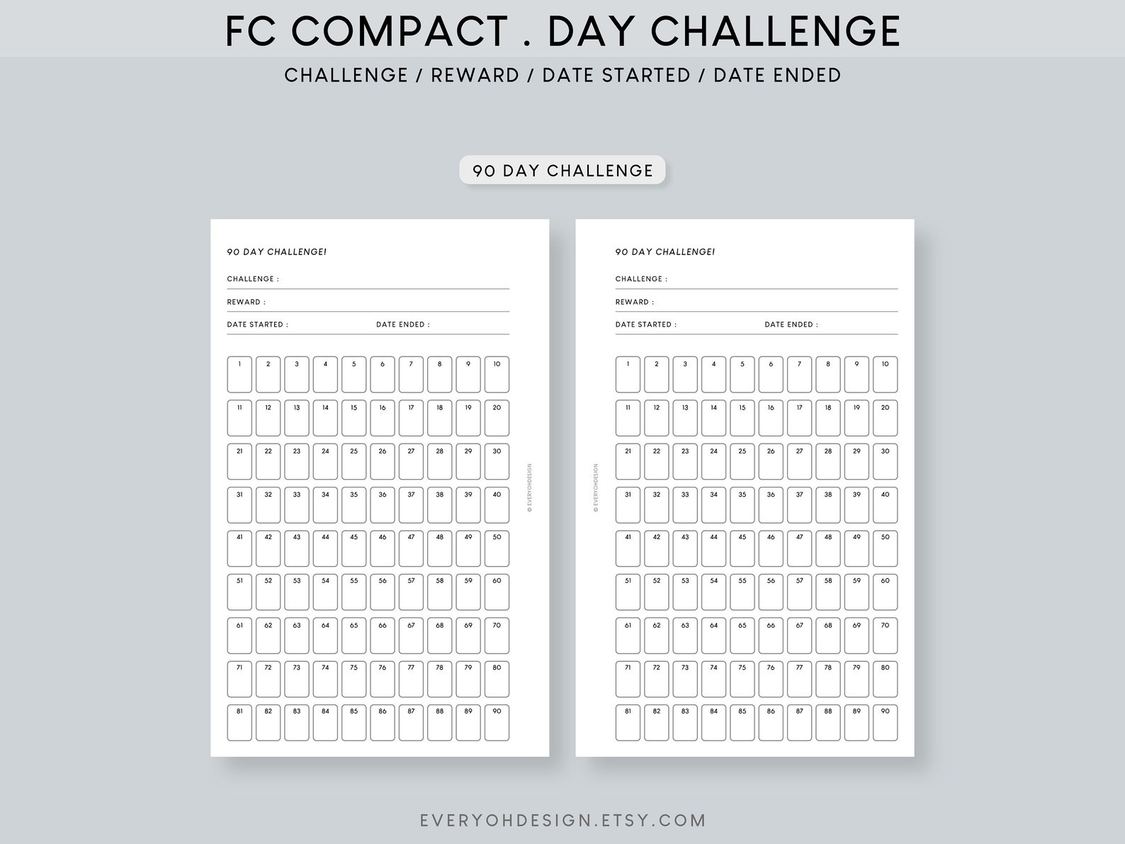 30 Day Challenge Printable Bundle FC Compact 90 Day Tracker Template 30 ...