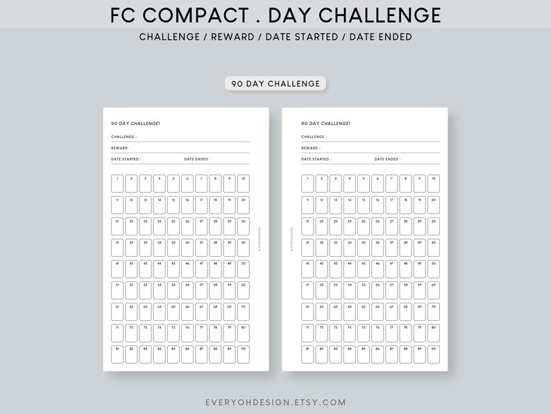 30 Day Challenge Printable Bundle FC Compact 90 Day Tracker Template 30 ...