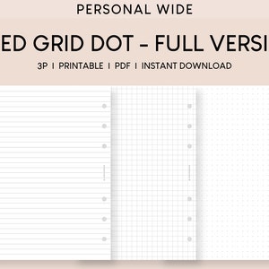 Personal Wide Lined Grid Dot Paper Printable Inserts (PDF)