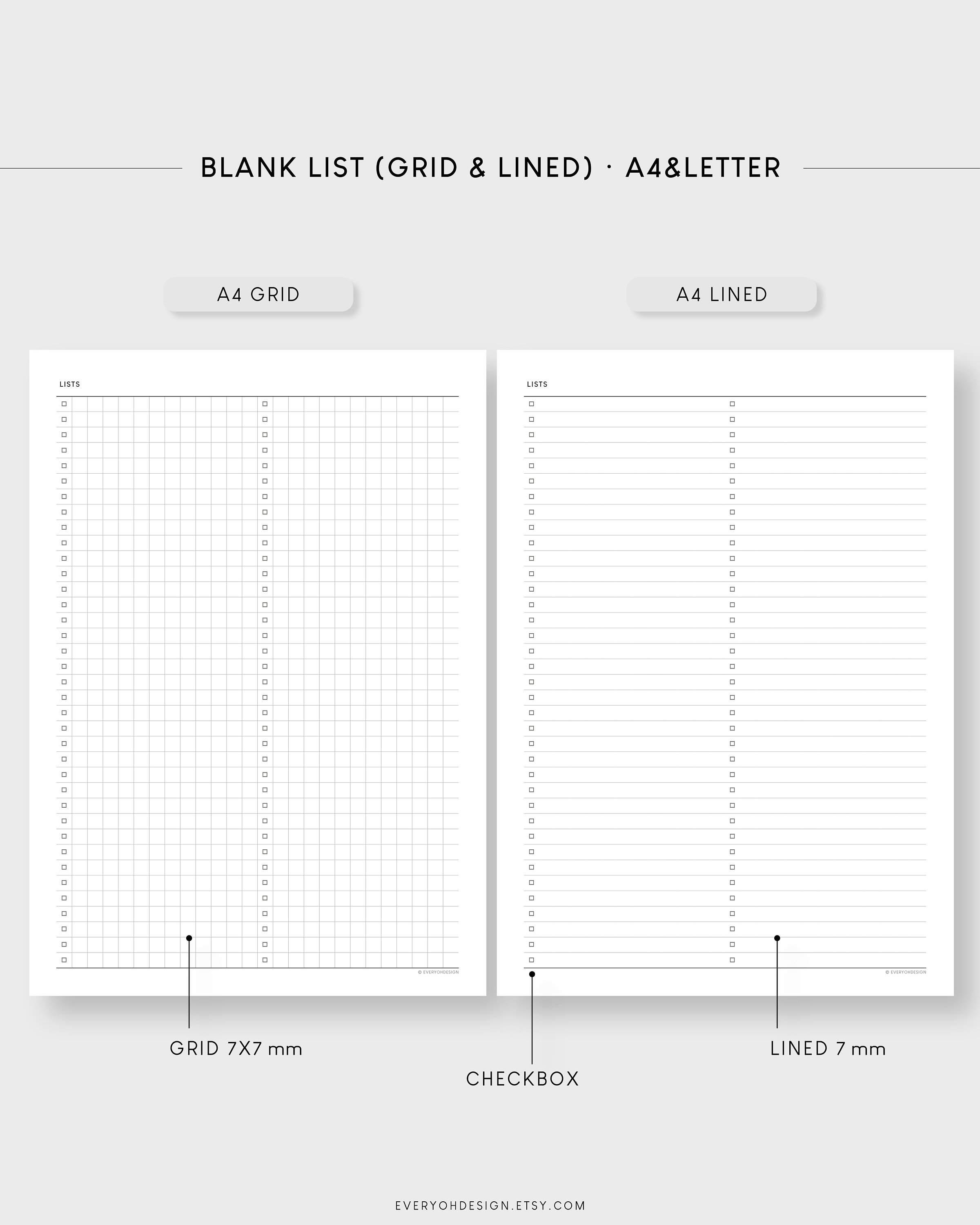 Minimalist Checklist Printable: A4 & Letter 2-column List (PDF) - Etsy