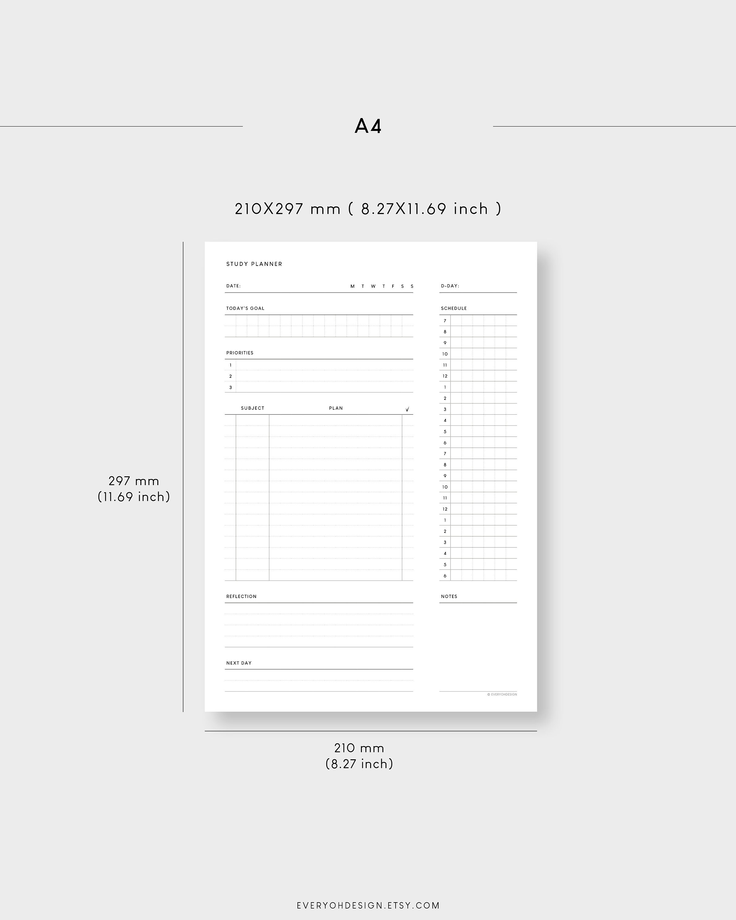 Study Planner A4 &amp; Letter Printable Student Schedule Template Goodnotes ...