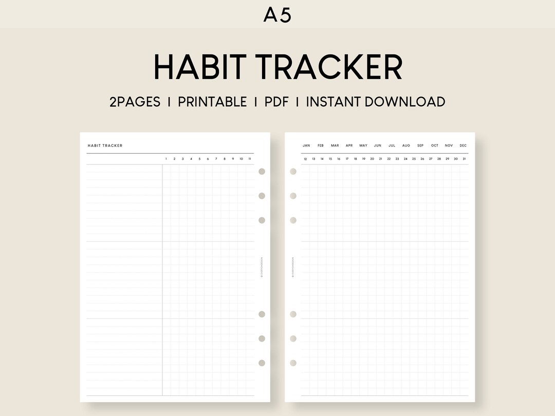 Minimalist Habit Tracker Printable Inserts Monthly Goals - Etsy UK