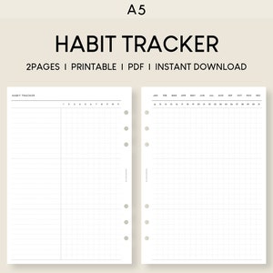 Minimalist Habit Tracker Druckbare Einsätze | Monatliche Ziele Tracking Planer | 31-Tage-Routine Notizbuch | Einfache Self-Care Notion Vorlage
