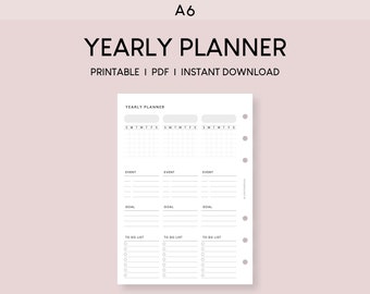 A6 Yearly Planner Printable Inserts: Minimalist To-Do List (PDF)