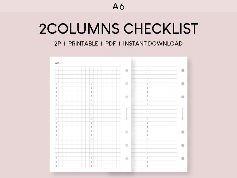 A6 Printable Checklist Template: Grid & Lined (digital Download) - Etsy
