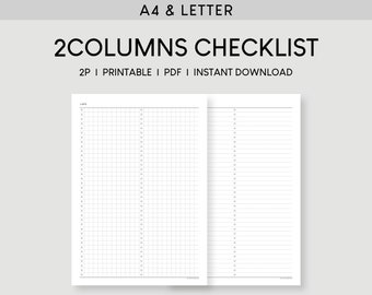 Minimalist Checklist Printable: A4 & Letter 2-Column List (PDF)
