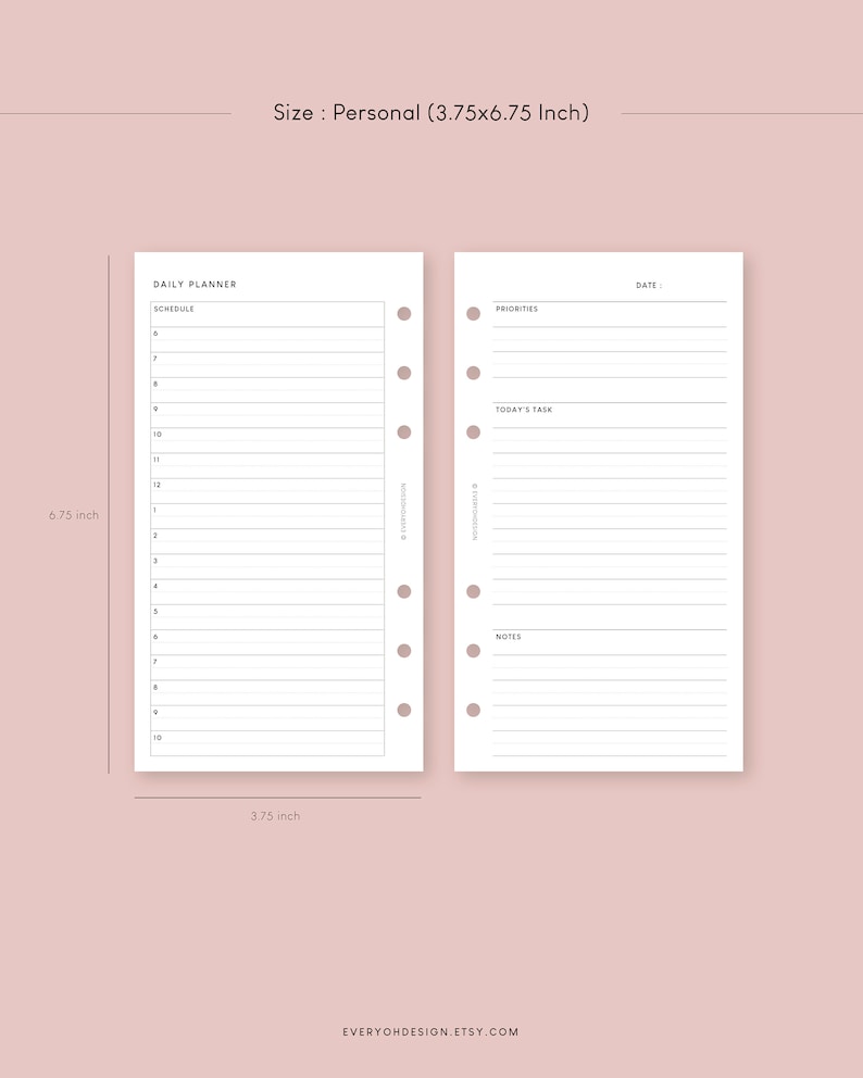 Printable Undated Daily Planner Personal Minimalist Fillable - Etsy