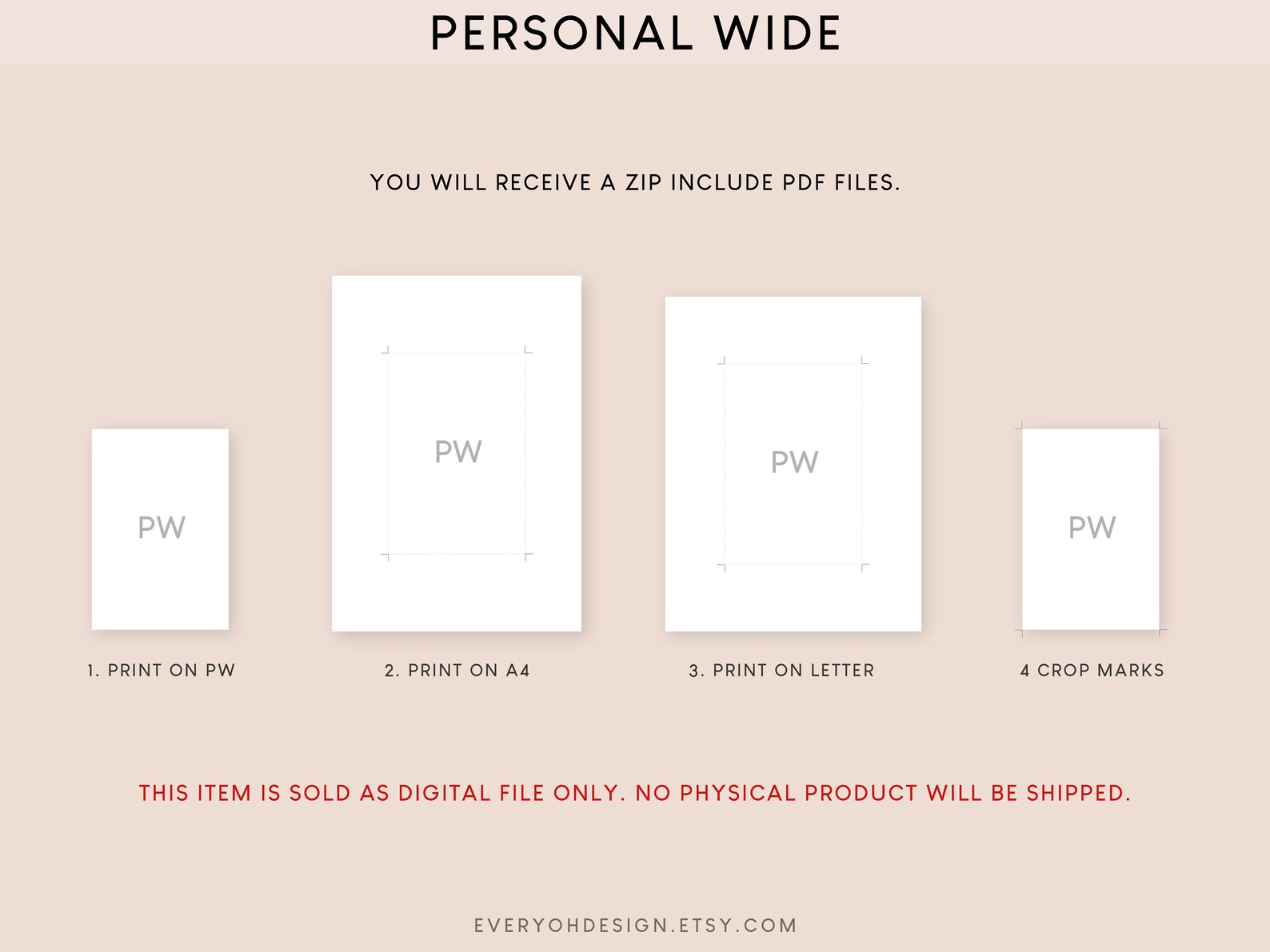 Personal Wide 2024 Calendar Printable Planner Insert Dated Yearly ...
