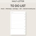 To Do List Printable Inserts Half Letter Editable Task Planner Template ...