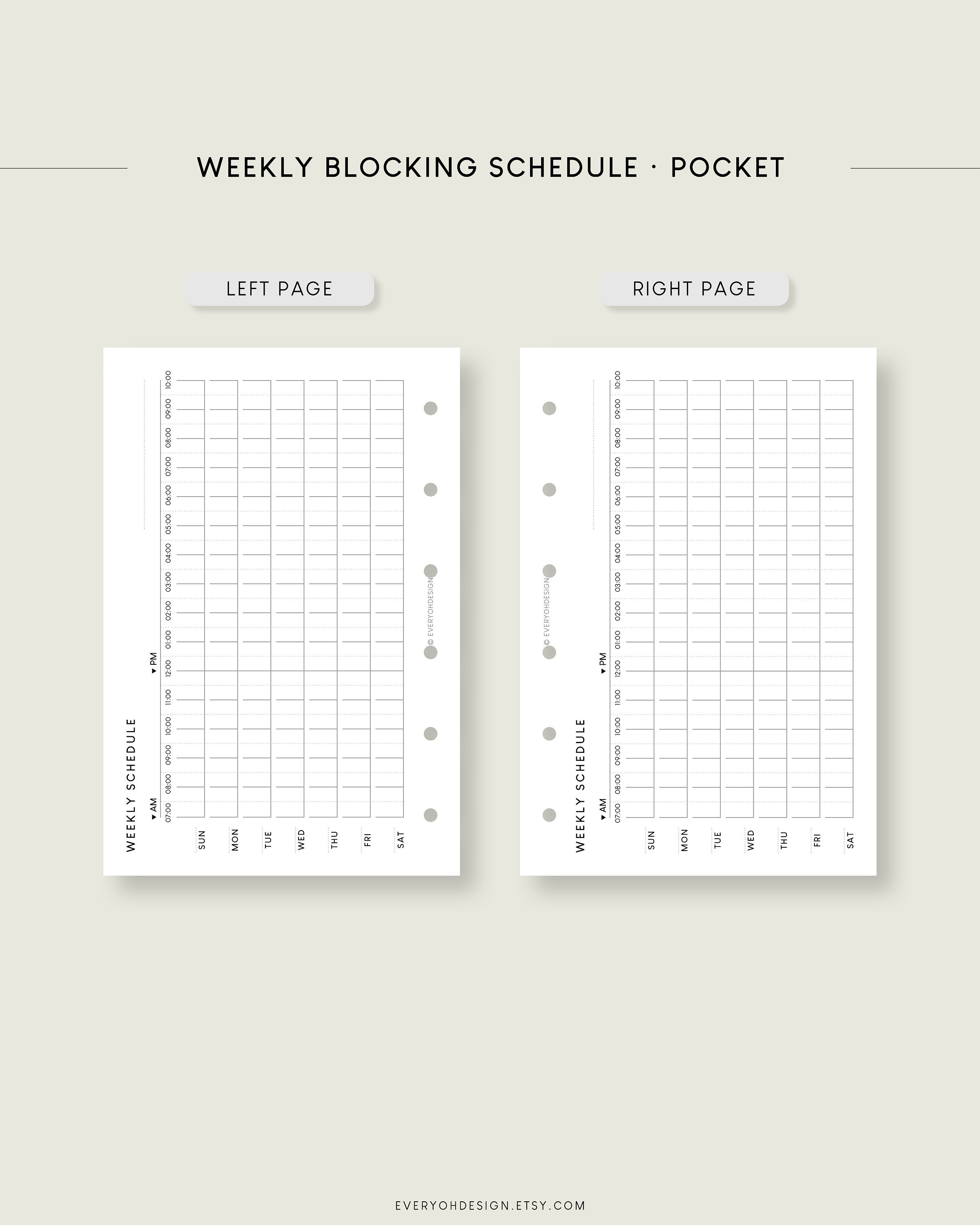 Pocket Weekly Schedule Printable Insert: Undated Planner (PDF) - Etsy