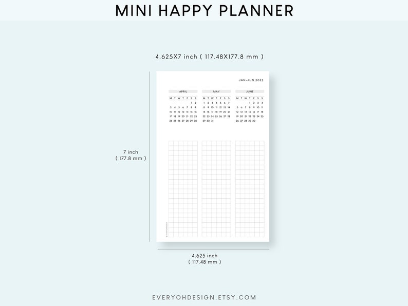 Mini Happy Planner 2022 2023 Yearly Planner Printable Inserts Etsy