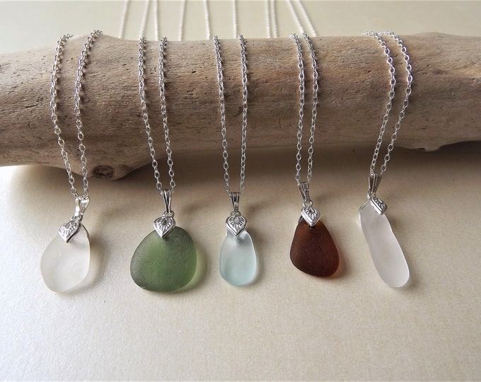 Sterling Silver Genuine Sea Glass  Pendants From  Cornwall