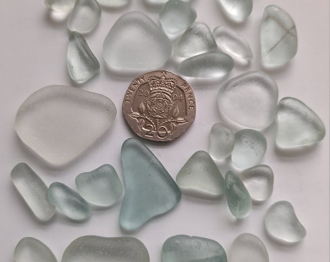 Shades of sea foam sea glass, genuine sea glass from Bovisand Beach Devon  jewellery making/crafts