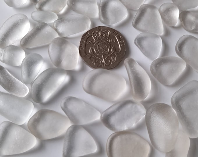 Shades of white/clear sea glass, genuine sea glass from Bovisand Beach Devon  jewellery making/crafts