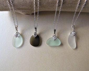 Sterling Silver Genuine Sea Glass Pendants From Cornwall