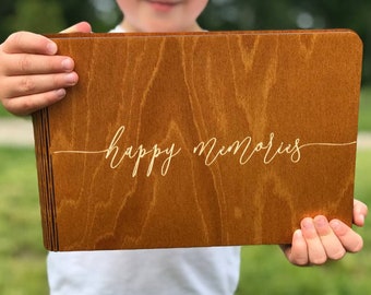 Personalisiertes Fotoalbum aus Holz, graviertes Album Flitterwochen, Hochzeitsgästebuch, Jahrestagsgeschenk für Hochzeitsfrau, Geschenke zum Vatertag