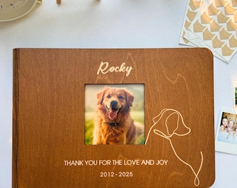 Álbum de recortes para perros – Álbum de fotos de madera para mascotas – Regalo conmemorativo personalizado para mascotas – Recuerdo para perros – Retrato personalizado para mascotas – Regalo para amantes de las mascotas