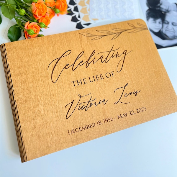 Celebration of life guest book | Personalized funeral guest Book | In loving memory sign | Memorial Photo Album | Book of condolence gift