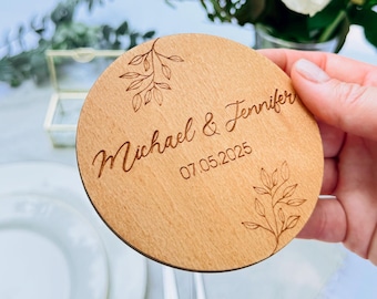 Posavasos de boda personalizados / Recuerdos de boda al por mayor, juego de posavasos rústicos - Regalos para fiestas de boda / Decoración de boda personalizada
