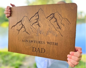 Wooden Photo Album | Fathers Day Gift | Adventure Album With Dad Scrapbook | Polaroid Instax Album, Baby, Son | Birthday gift for dad