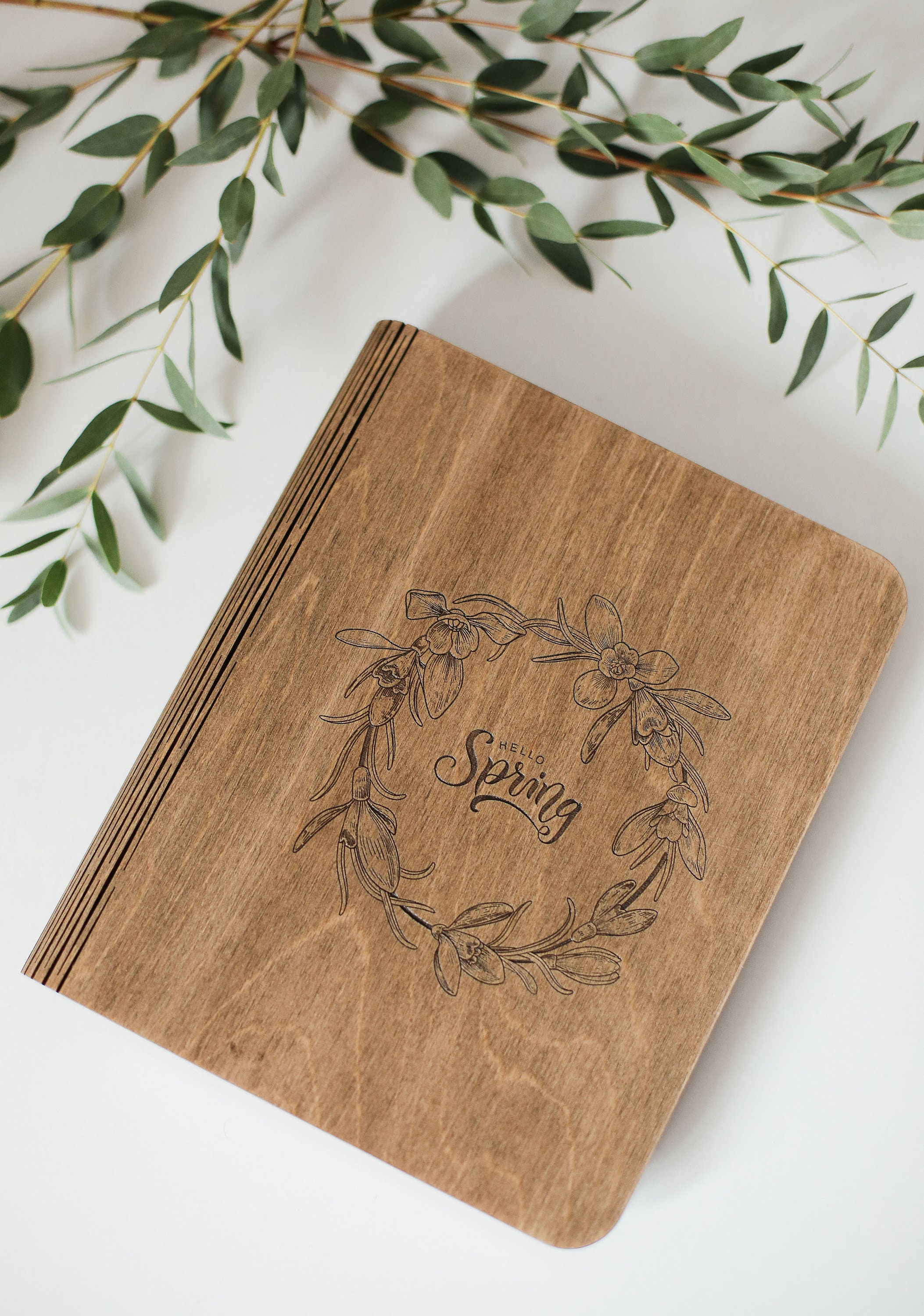 Notebook Wood Handmade Cover Sketchbook Gift for here him Etsy