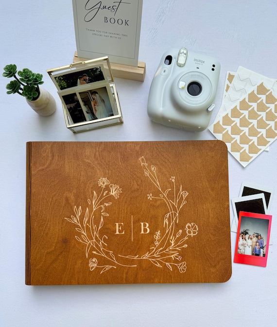 1.Polaroid Guest Book | Wedding Scrapbook | Custom Instax GuestBook | Personalized Photo Album | Rustic Wedding Keepsake | Engagement Gift
