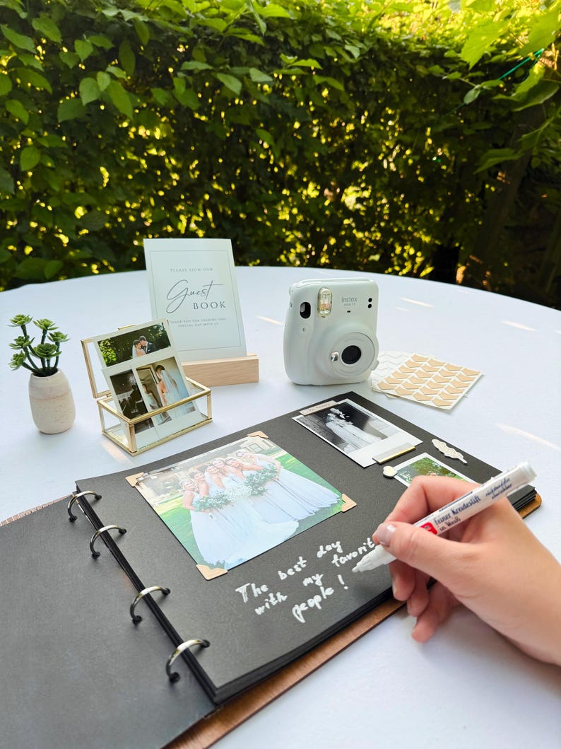 1.Polaroid Guest Book | Wedding Scrapbook | Custom Instax GuestBook | Personalized Photo Album | Rustic Wedding Keepsake | Engagement Gift image 4