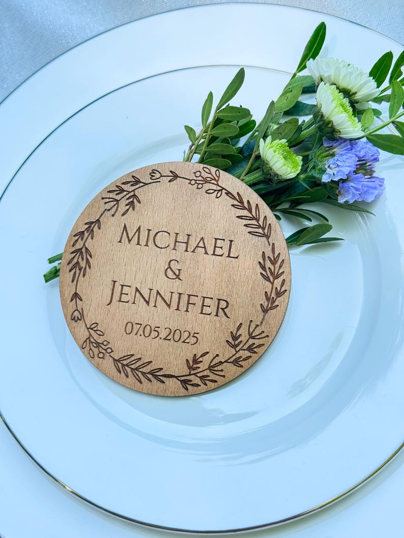 Trend 2026 Untersetzer Geschenk | Hochzeit Gastgeschenke, rustikale Untersetzer Set - Hochzeit Gastgeschenke | Benutzerdefinierte Hochzeitsdekor Bild 3