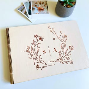 Wedding Guest Book | Wooden Polaroid Guest Book | Personalized Photo Album | Engagement Gift, Anniversary gift - Instax photo guest book