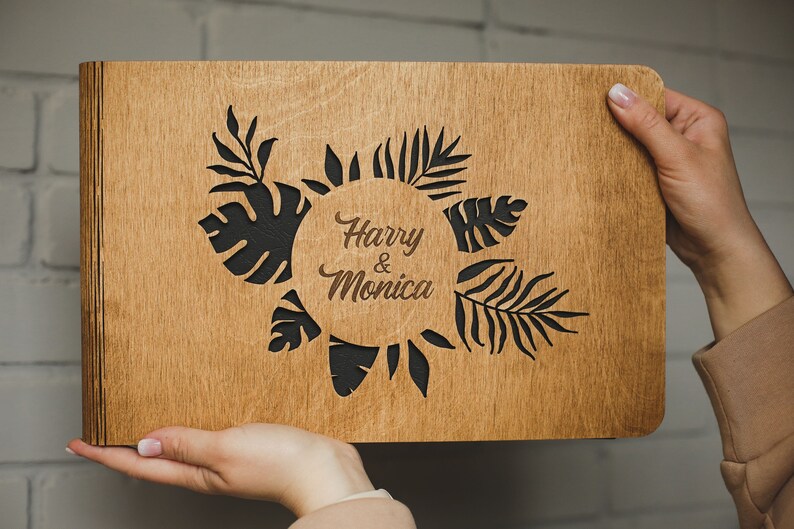 Personalized Photo Album Wedding Guest Book Engraved Etsy