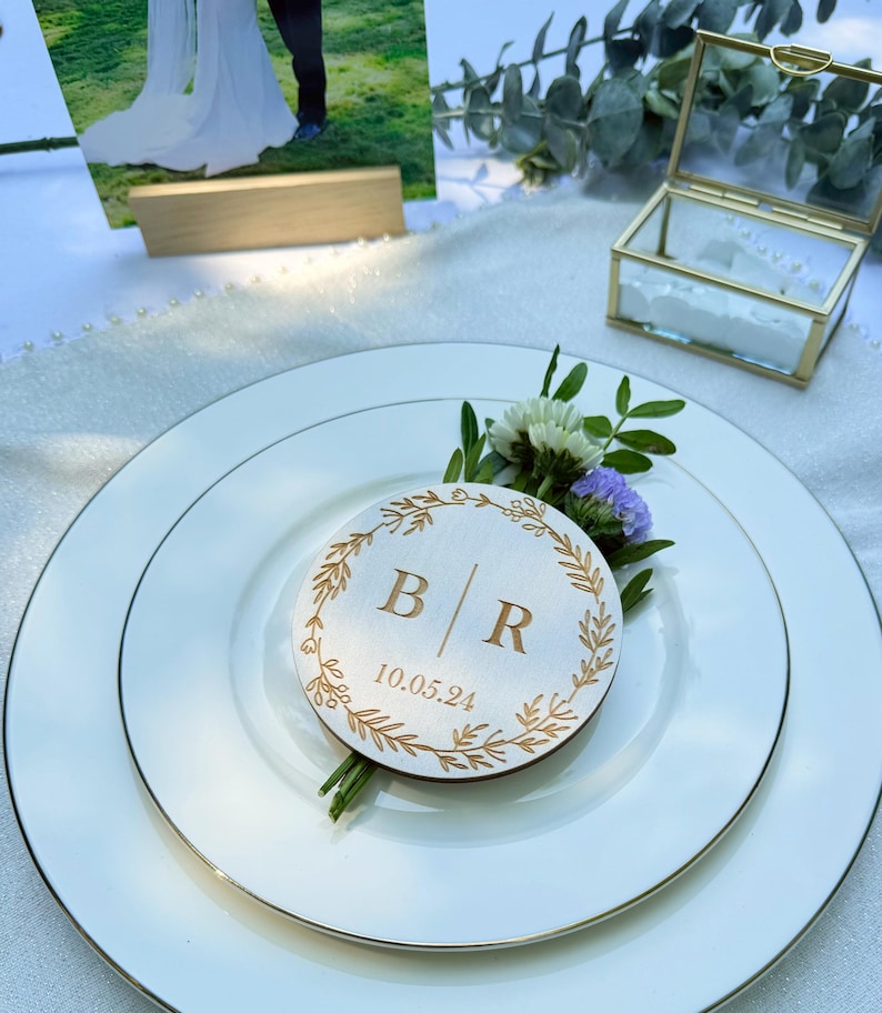 Personalized Wooden Wedding Coaster Favor