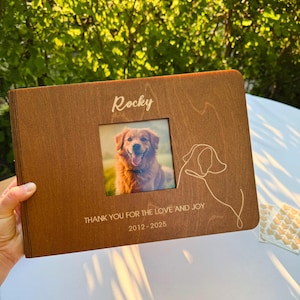 Personalized Pet Photo Album – Wooden Scrapbook for Dog Cat Memories – Pet Memorial Gift – Custom Polaroid Instax Book – Pet Lover Gift