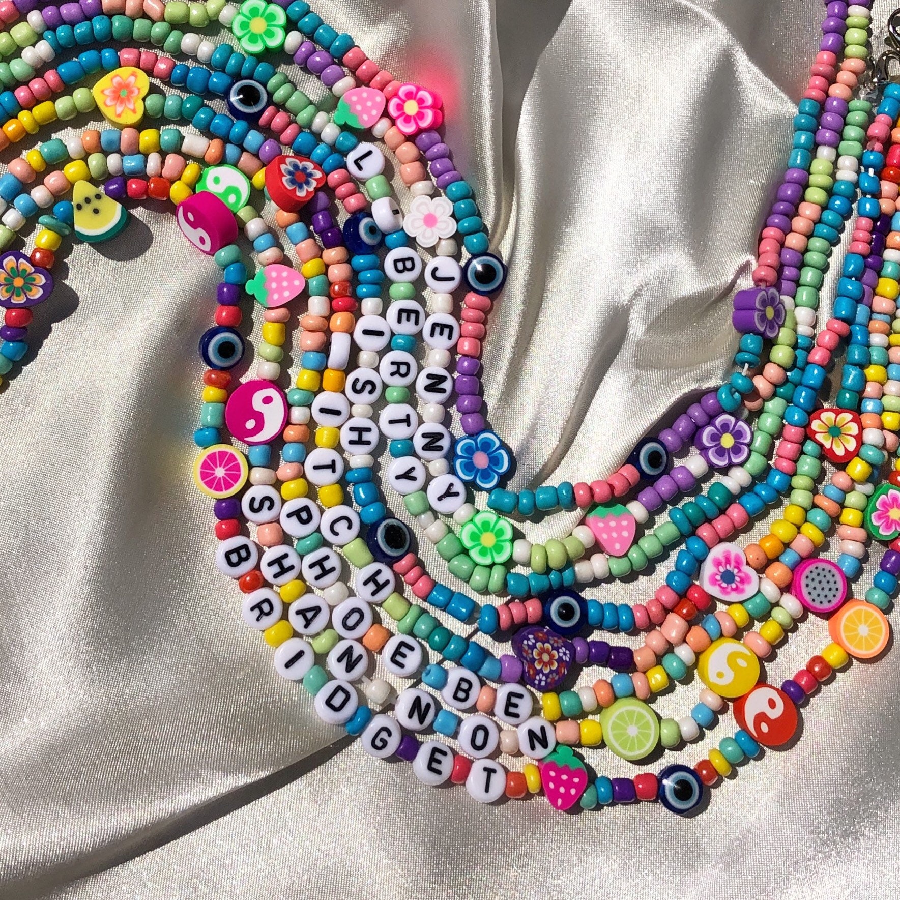 Buy Handmade 90s Y2K Inspired Trendy Beaded Necklace Random Mismatched Fun  Beads Smiley Face Fruit Dice Fun Rainbow Necklace Bright Unique Online in  India - Etsy