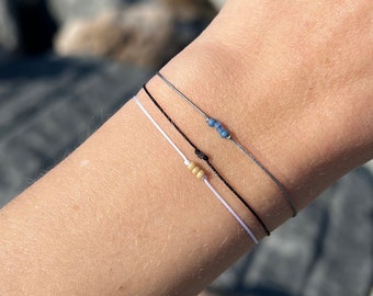 Bracciale personalizzato con codice Morse, iniziali individuali, lettere, nero, beige, blu, braccialetto individuale per partner, braccialetto dell'amicizia, delicato