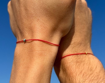 Set of 2 Red Bracelets Soulmates Jewelry Friendship Bracelet Partner Soulmates Individual Personalizable Delicate