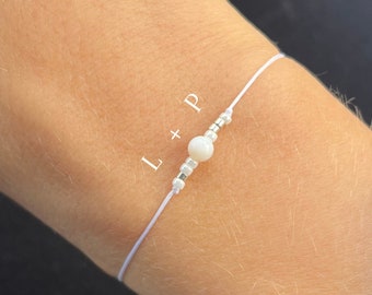 2er-Set Personalisiertes Armband Buchstaben Initialen Morsecode Set Partner Schmuck Freundschaftarmband Jahrestag Süßwasserperle Perle Herz