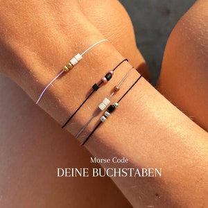 Personalisiertes Armband Initialen Buchstaben Morsecode Einzeln Partner Schmuck Freundschaftarmband Jahrestag Schlicht Individuell Zart Bild 1