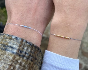 2er-Set Personalisiertes Morsecode Armband Silber Gold Rose' Farbe Namen Worte Individuell Partnerarmband Freundschaftsarmband Zart