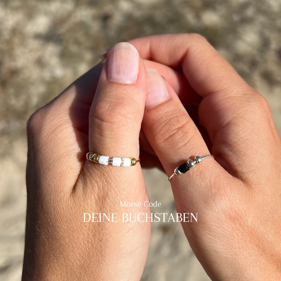 Anti Stress Ring Pearl Ring Anxiety Ring Morse Code Ring With - Etsy