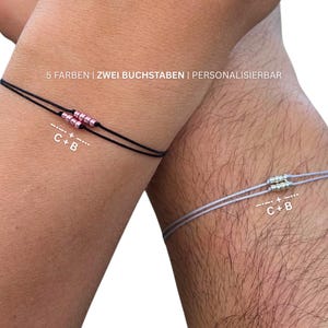 Partnerarmband voor koppels – Gepersonaliseerde morsecodearmband met 2 letters – Jubileumcadeau, voor hem & haar, handgemaakt