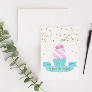 Unicorn Cupcake Birthday Card