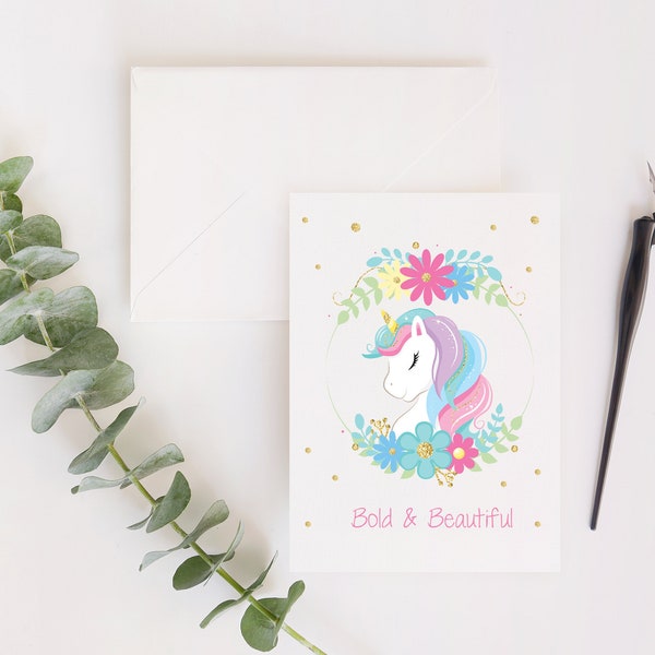 Unicorn Bold & Beautiful Note Card