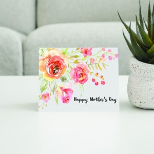 Pink Floral Mother's Day Card A2 Printable