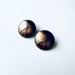 Vintage Bronze Tone Stud Earrings Geometric Circles Retro Boho Festival Jewelry Avant Garde